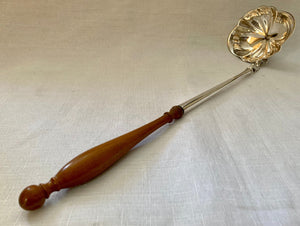 George II Style Silver Plated Toddy Ladle with Turned Fruitwood Handle