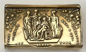 William IV & Queen Adelaide 1831 Coronation Brass Snuff Box.