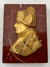Napoleon Bonaparte Gilt Metal & Red Marble Portrait Profile Desk Weight. After François-Charles de Franoz.