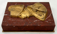 Napoleon Bonaparte Gilt Metal & Red Marble Portrait Profile Desk Weight. After François-Charles de Franoz.