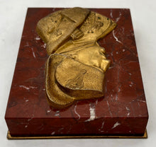 Napoleon Bonaparte Gilt Metal & Red Marble Portrait Profile Desk Weight. After François-Charles de Franoz.