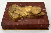 Napoleon Bonaparte Gilt Metal & Red Marble Portrait Profile Desk Weight. After François-Charles de Franoz.