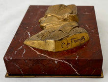 Napoleon Bonaparte Gilt Metal & Red Marble Portrait Profile Desk Weight. After François-Charles de Franoz.