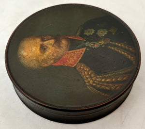 The Battles of Waterloo & Leipzig, Field Marshal Blücher, Prince of Wahlstatt, Portrait Profile Stobwasser Type Snuff Box.