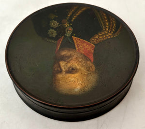The Battles of Waterloo & Leipzig, Field Marshal Blücher, Prince of Wahlstatt, Portrait Profile Stobwasser Type Snuff Box.