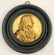 William & Mary Pair of Gilt Metal Relief Portrait Roundels.