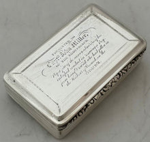 Captain John Millar of the Brig Cherub, For Saving a Boy at Greenock Harbour in 1831, Silver Presentation Snuff Box.