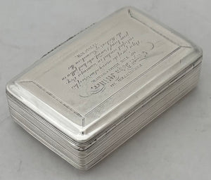 Captain John Millar of the Brig Cherub, For Saving a Boy at Greenock Harbour in 1831, Silver Presentation Snuff Box.
