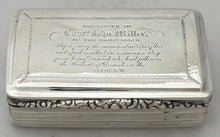 Captain John Millar of the Brig Cherub, For Saving a Boy at Greenock Harbour in 1831, Silver Presentation Snuff Box.