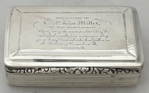 Captain John Millar of the Brig Cherub, For Saving a Boy at Greenock Harbour in 1831, Silver Presentation Snuff Box.