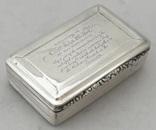 Captain John Millar of the Brig Cherub, For Saving a Boy at Greenock Harbour in 1831, Silver Presentation Snuff Box.