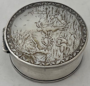 Early 19th Century Continental White Metal and Carved Mother of Pearl Box.
