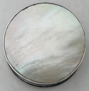 Early 19th Century Continental White Metal and Carved Mother of Pearl Box.