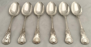 Georgian, George IV, Six Irish Silver Kings Pattern Tablespoons. Dublin 1827 Thomas Farnett. 19.5 troy ounces.