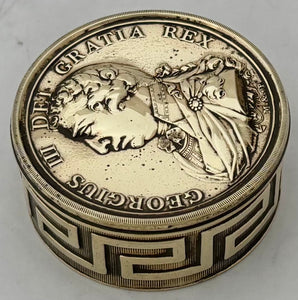 George III Golden Jubilee Portrait Profile Brass Snuff Box, circa 1810. After Nathaniel Marchant & Lewis Pingo.