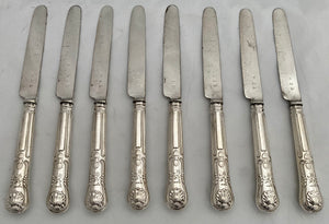 Georgian, George IV, Silver Handled Dessert Knives & Forks for Eight. Sheffield 1823 Aaron Hadfield.