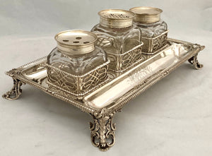 Georgian, George III, Silver Inkstand: Arms of Chasey. London 1768 Andrew Fogelberg. 21.3 troy ounces.