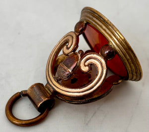 Late 18th Century Gilt Metal Military Officer Portrait Profile Intaglio Fob Seal.