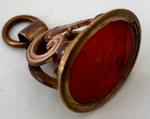 Late 18th Century Gilt Metal Military Officer Portrait Profile Intaglio Fob Seal.