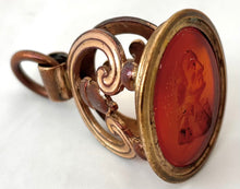 Late 18th Century Gilt Metal Military Officer Portrait Profile Intaglio Fob Seal.