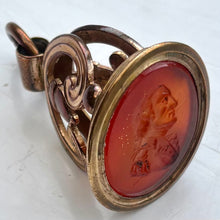 Late 18th Century Gilt Metal Military Officer Portrait Profile Intaglio Fob Seal.