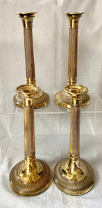 Early 19th Century Set of Four Gilt Copper Candlesticks.