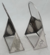Horse Racing and Hunting Interest: Large Pair of Silver Plated Card Holders, Martin Hall & Co.