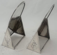 Horse Racing and Hunting Interest: Large Pair of Silver Plated Card Holders, Martin Hall & Co.