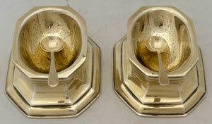 George V Pair of Silver Gilt Trencher Salts. London 1935 Thomas Bradbury & Sons Ltd. 4.8 troy ounces.