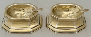 George V Pair of Silver Gilt Trencher Salts. London 1935 Thomas Bradbury & Sons Ltd. 4.8 troy ounces.