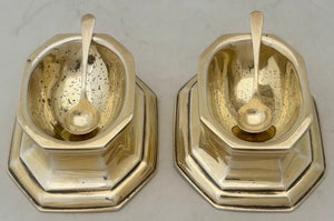 George V Pair of Silver Gilt Trencher Salts. London 1935 Thomas Bradbury & Sons Ltd. 4.8 troy ounces.