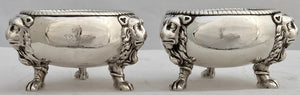 George II Pair of Lion Mask Silver Salts. London 1732 John Pero. 6.2 troy ounces.