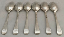 Georgian, George I, Six Britannia Silver Hanoverian Tablespoons. London 1720 William Street. 11.9 troy ounces.
