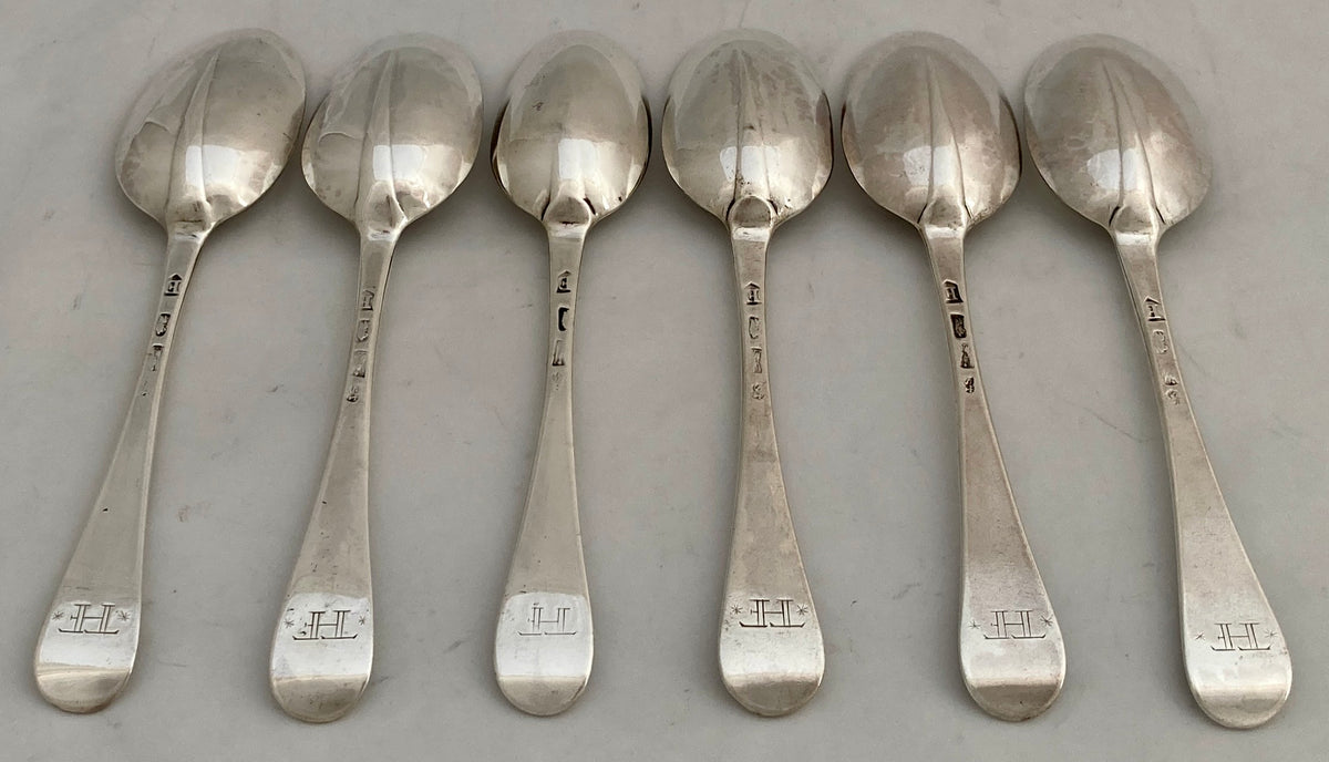 Georgian, George I, Six Britannia Silver Hanoverian Tablespoons. Londo ...