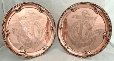 HMS Foudroyant, Vice-Admiral Viscount Nelson's Flagship Pair of Salvaged Copper Salvers.