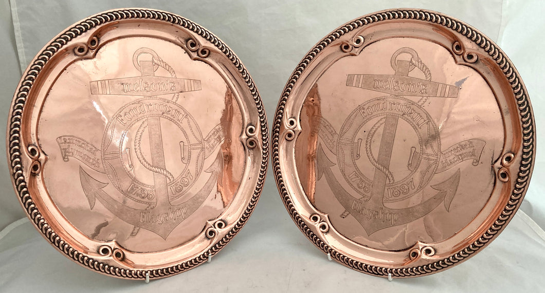 HMS Foudroyant, Vice-Admiral Viscount Nelson's Flagship Pair of Salvaged Copper Salvers.