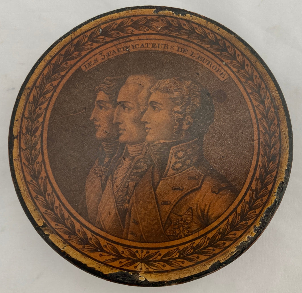 'The Three Peacemakers of Europe', Early 19th Century Papier Mache Snuff Box.