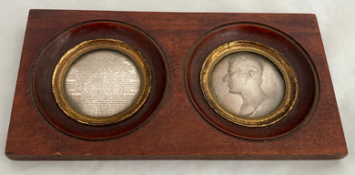 Duke of Wellington Appointed Governor of Plymouth, Framed & Glazed Clichés of the 1819 Medal, by Thomas Webb after Peter Rouw.