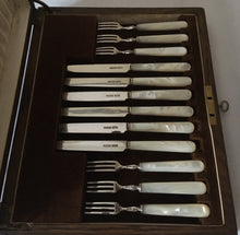 George VI, Silver & Mother of Pearl Dessert Knives & Forks for Six. Sheffield 1939 R F Mosley & Co.