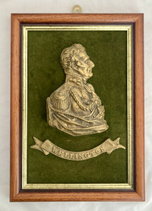 Framed Gilt Metal Relief Portrait Profile of the Duke of Wellington.