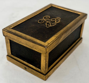 Victorian Gilt Metal & Leather Table Vesta, circa 1860.