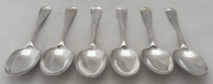 Six George II Hanoverian Pattern Silver Tablespoons. London 1733 Richard Gosling. 12.1 troy ounces.