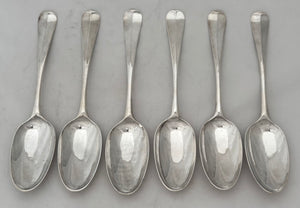 Six George II Hanoverian Pattern Silver Tablespoons. London 1733 Richard Gosling. 12.1 troy ounces.