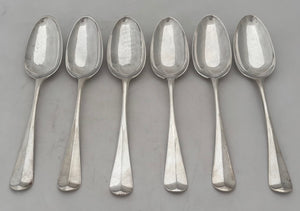 Six George II Hanoverian Pattern Silver Tablespoons. London 1733 Richard Gosling. 12.1 troy ounces.