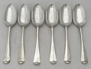 Six George II Hanoverian Pattern Silver Tablespoons. London 1733 Richard Gosling. 12.1 troy ounces.