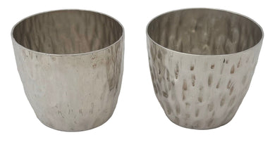 Victorian Pair of Silver Plated Bark Effect Tot Beakers. Hukin & Heath circa 1890.