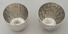 Victorian Pair of Silver Plated Bark Effect Tot Beakers. Hukin & Heath circa 1890.