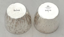 Victorian Pair of Silver Plated Bark Effect Tot Beakers. Hukin & Heath circa 1890.
