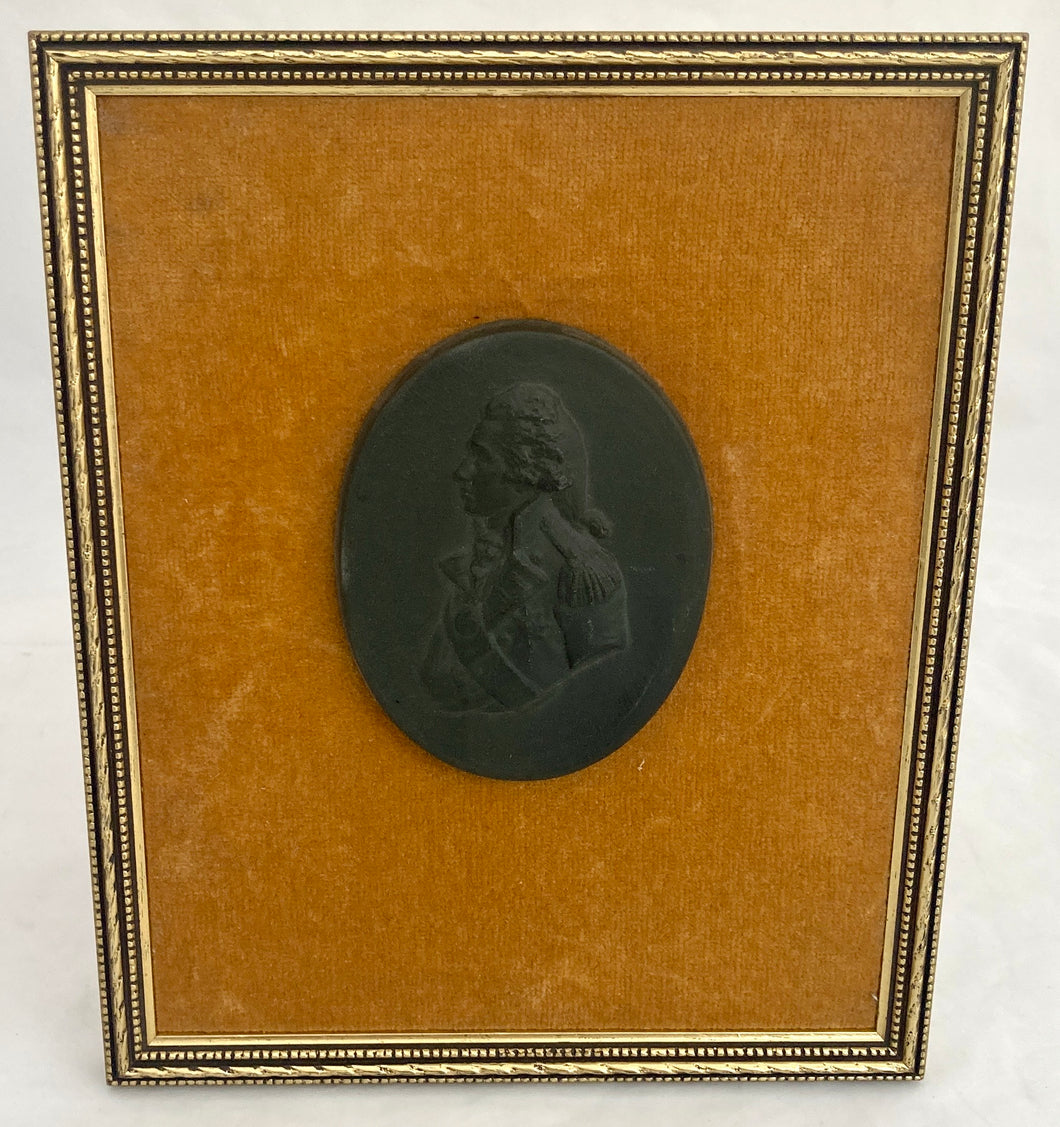Vice-Admiral Viscount Nelson Framed Black Basalt Relief Portrait Plaque.