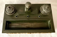 19th Century French Empire Style Ebonised Metalware Inkstand with Bust of Napoleon Bonaparte.